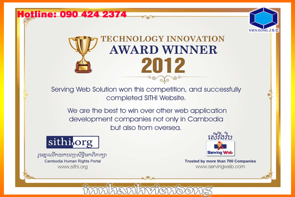 Print award certificate in hanoi